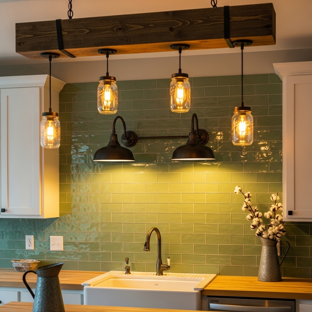 green backsplash kitchen