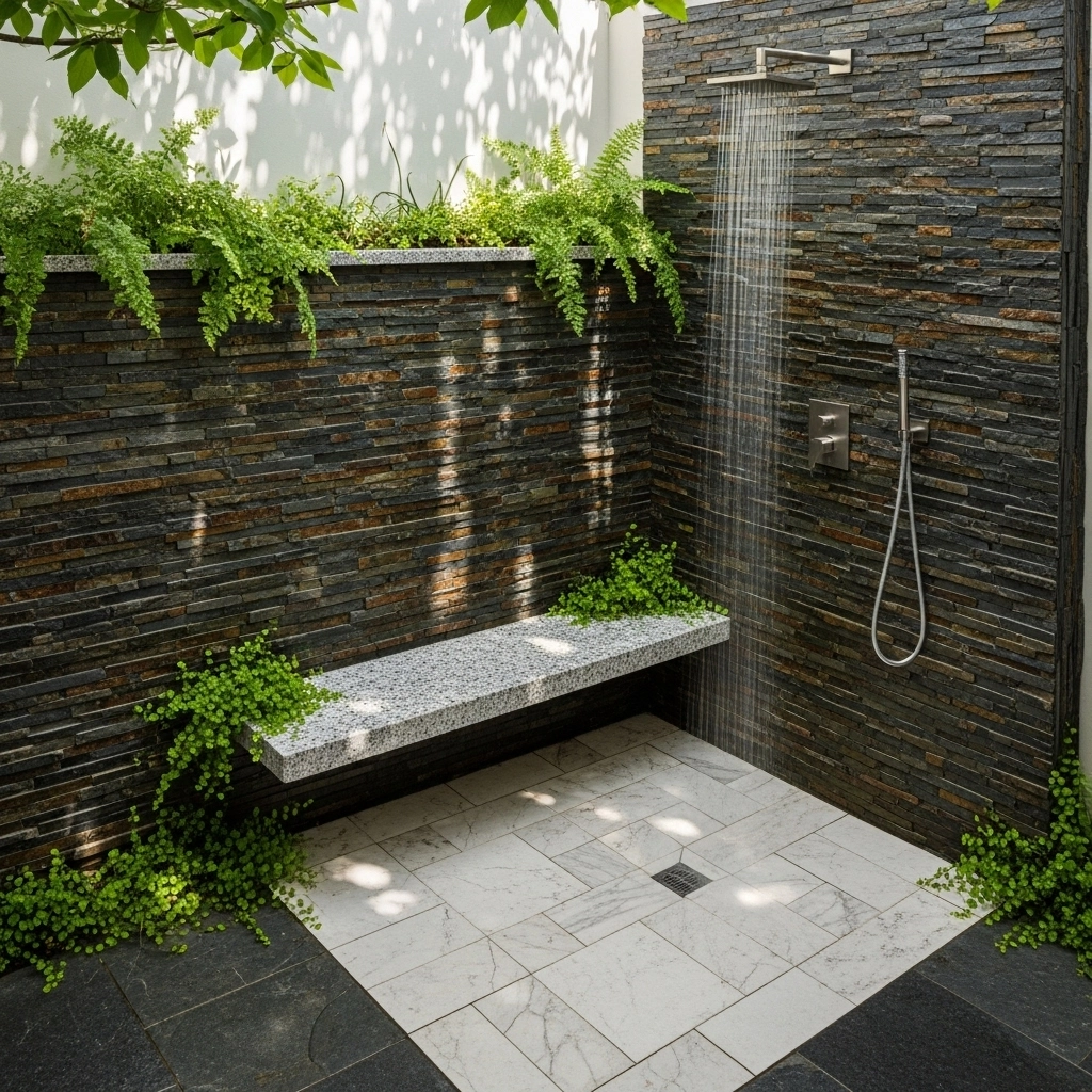 Natural Stone Outdoor Shower Tile