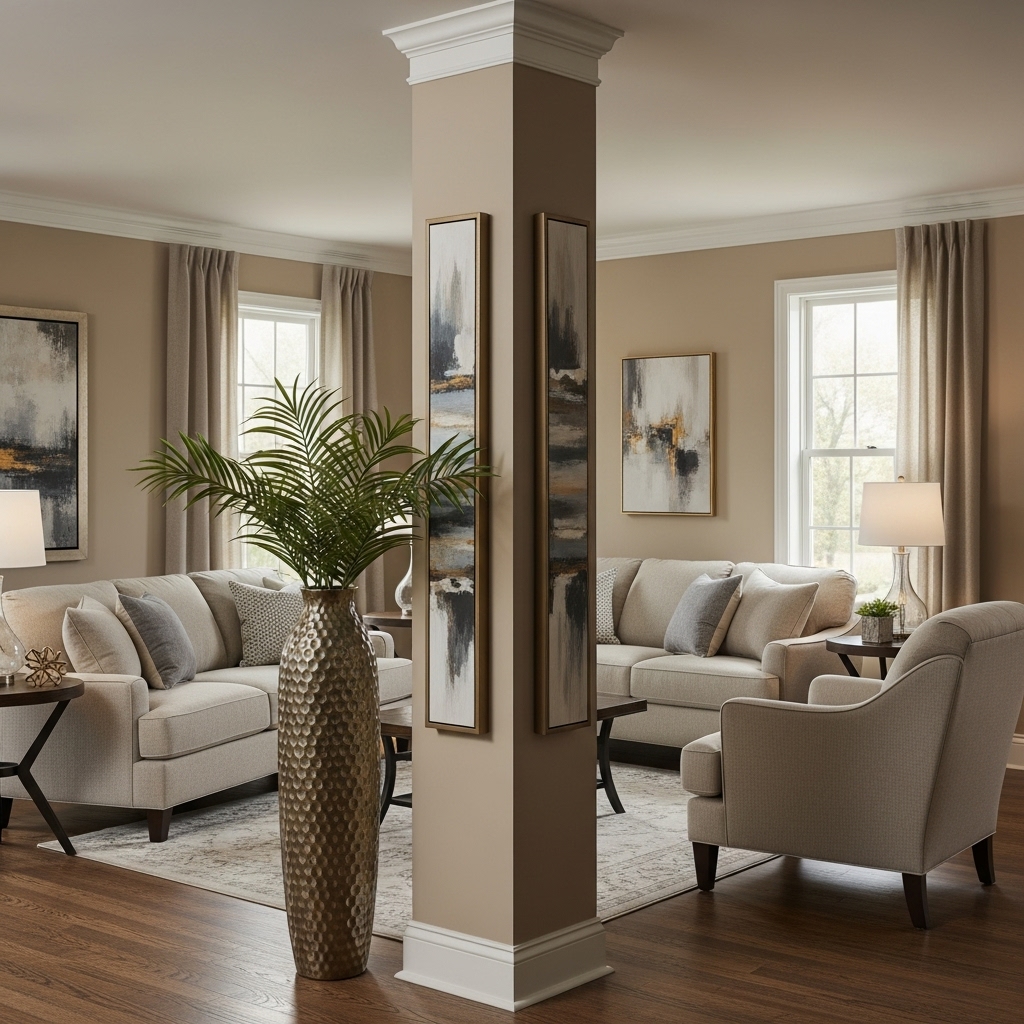How to Decorate a Column in the Living Room