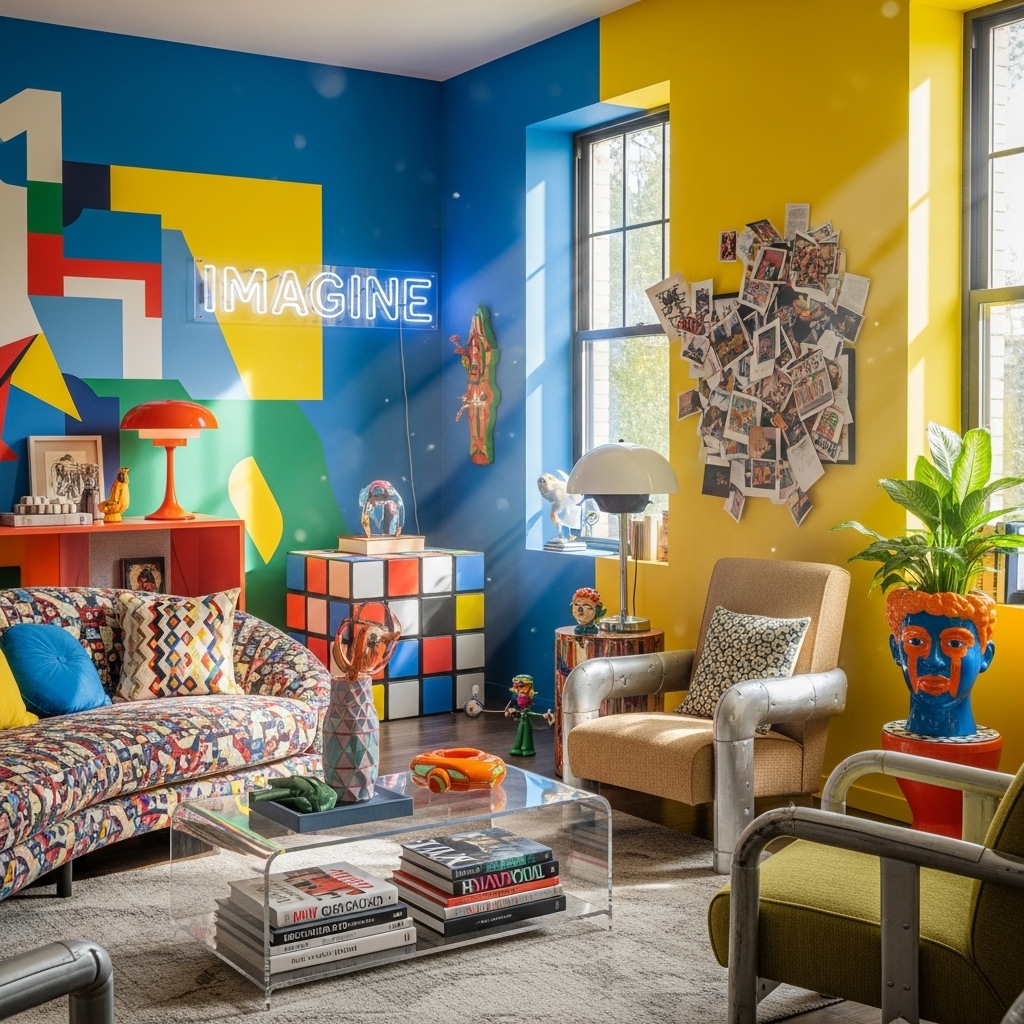 How to Use Contrast and Playfulness in Postmodern Living Room Design
