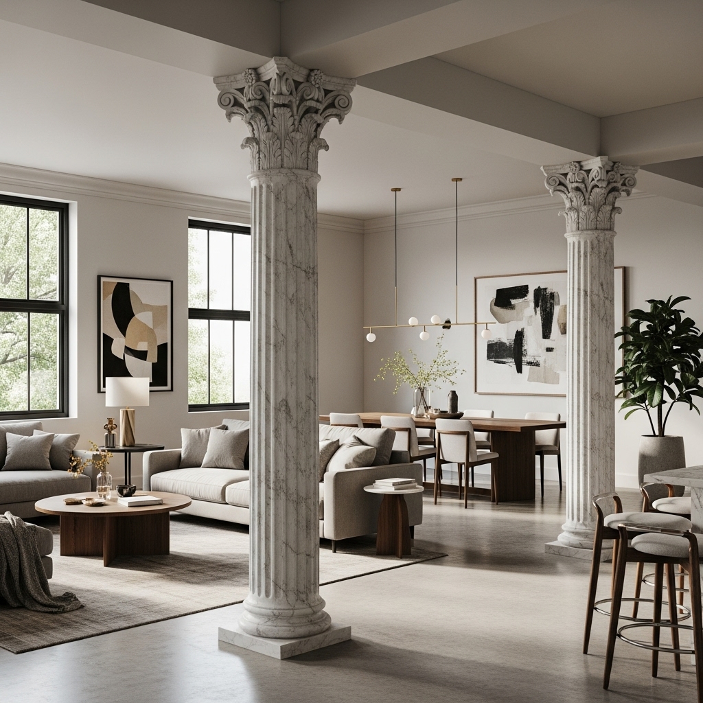 How to Decorate a Column in the Living Room