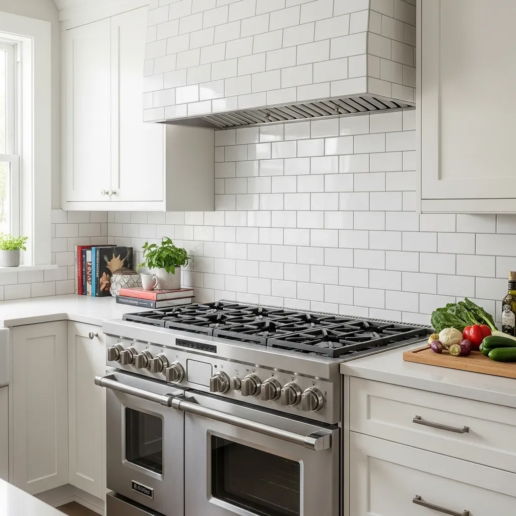 how far down to tile behind the stove
