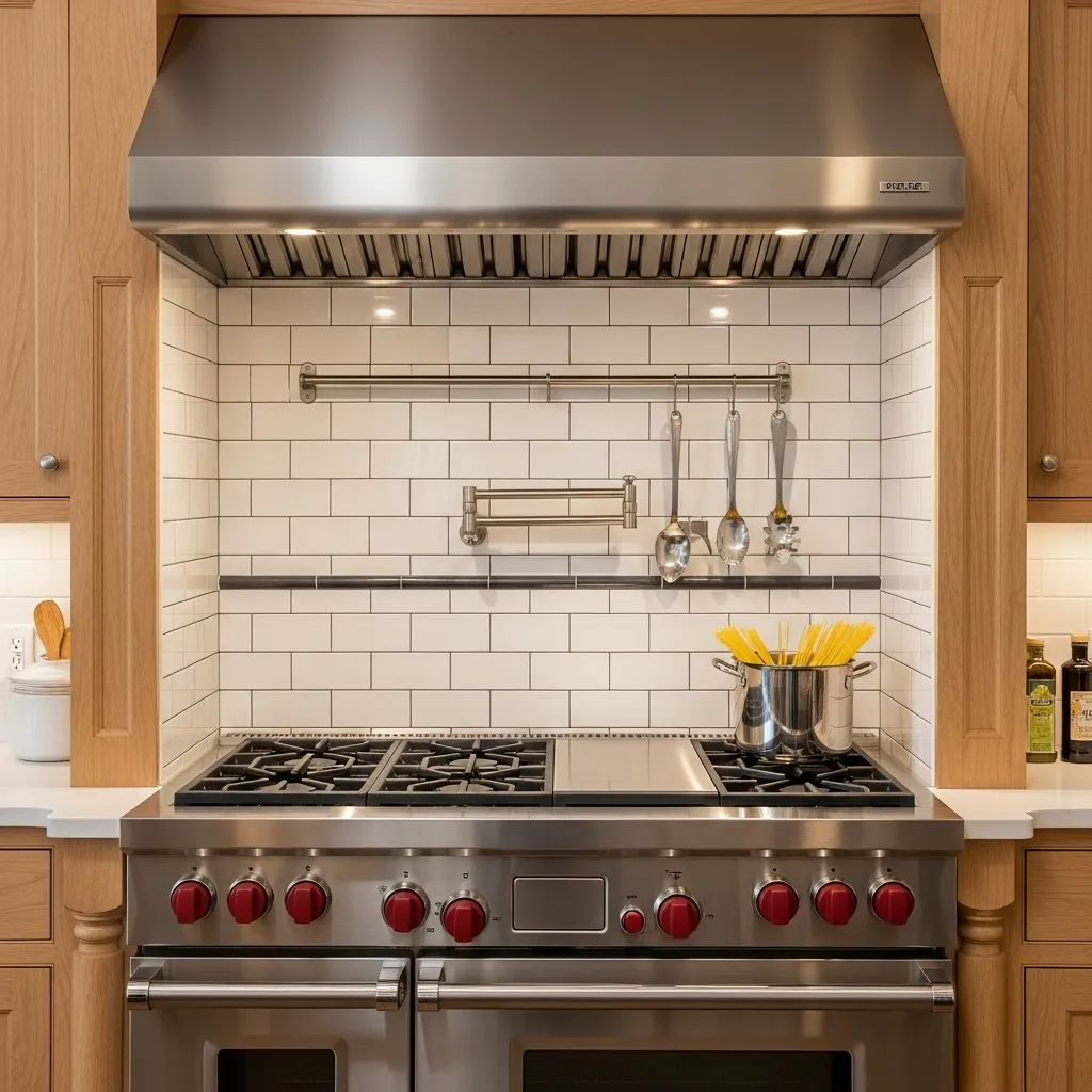 how far down to tile behind the stove