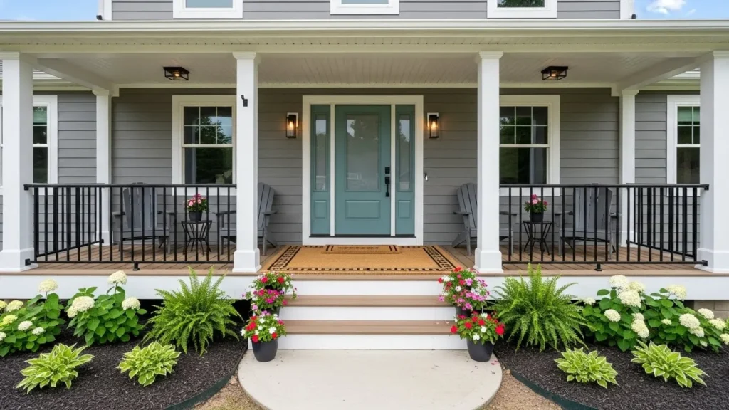 How to Update a 90’s Home With An Open Front Porch No Railing