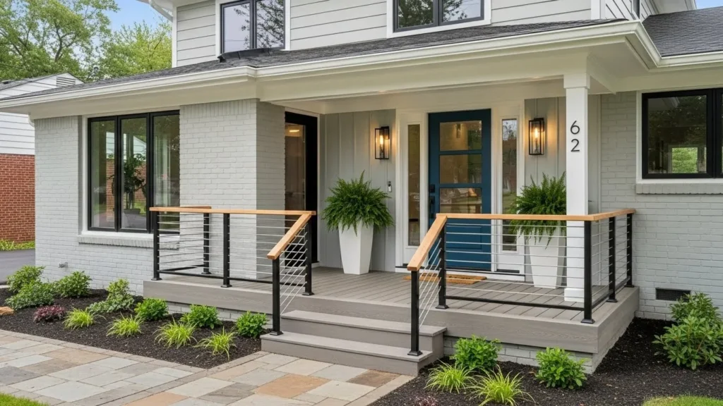 How to Update a 90’s Home With An Open Front Porch No Railing